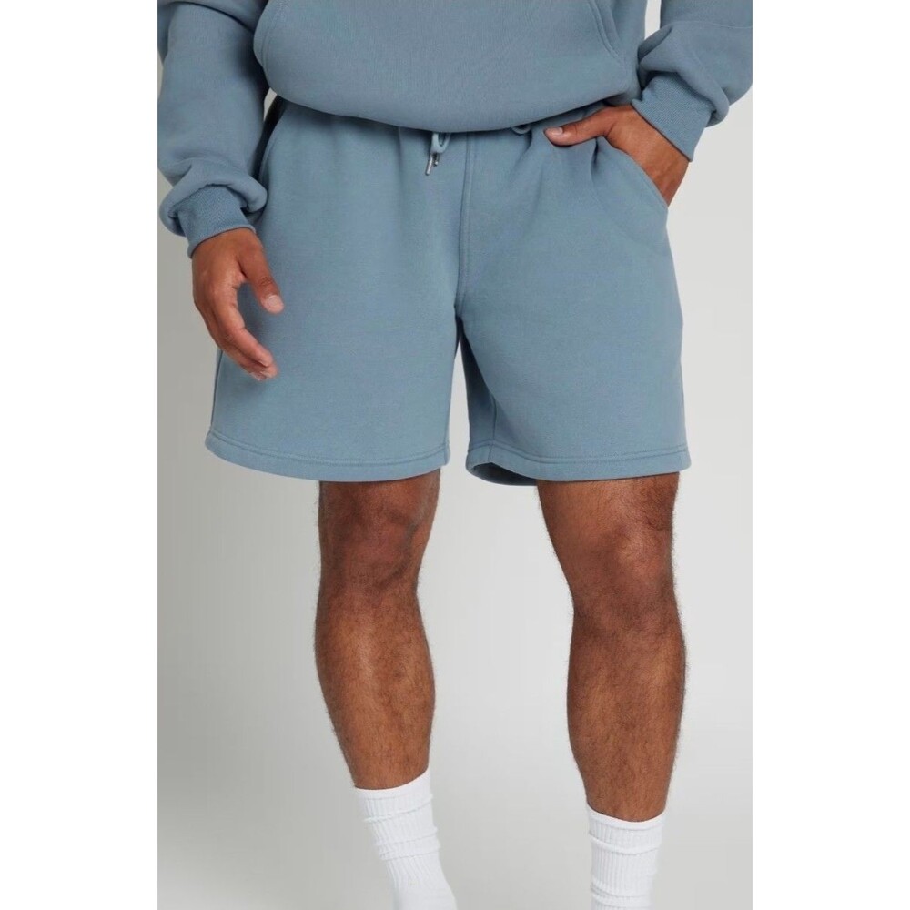 Comfrt Basic Fleece Shorts Mens Size L Sky Blue Heavyweight Oversize Pockets